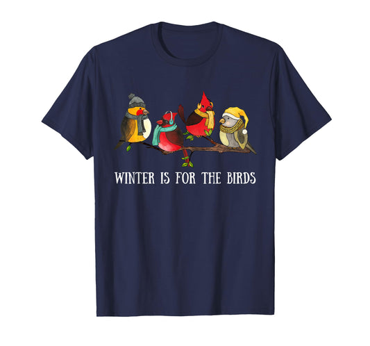 Cardinal & Chickadee Birds Branch, Winter is for the Birds T-Shirt