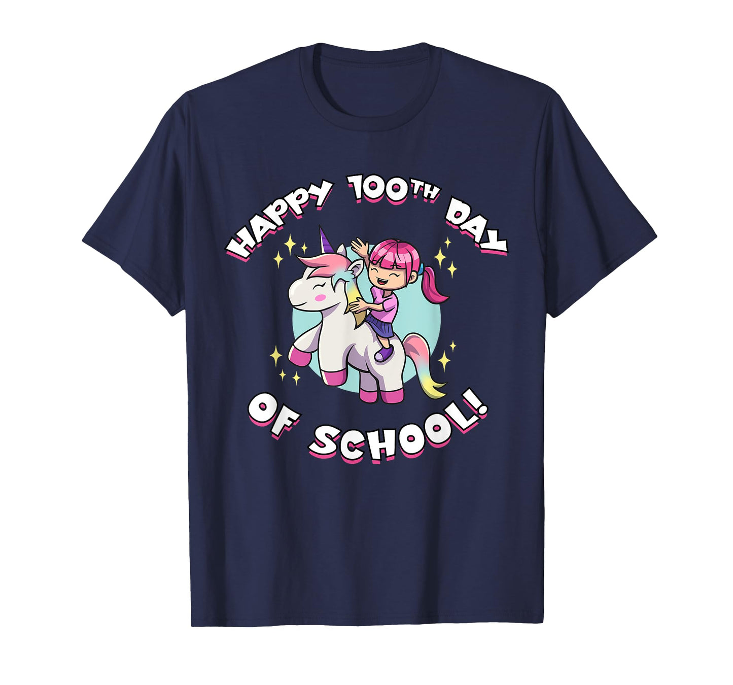 Happy 100th Day of School Girl Riding Unicorn T-Shirt
