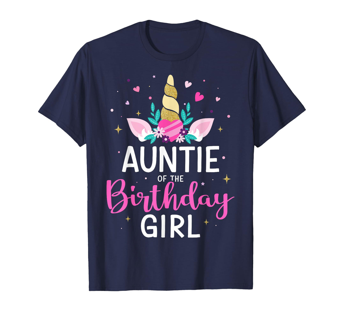 Auntie of the birthday girl matching family unicorn party T-Shirt