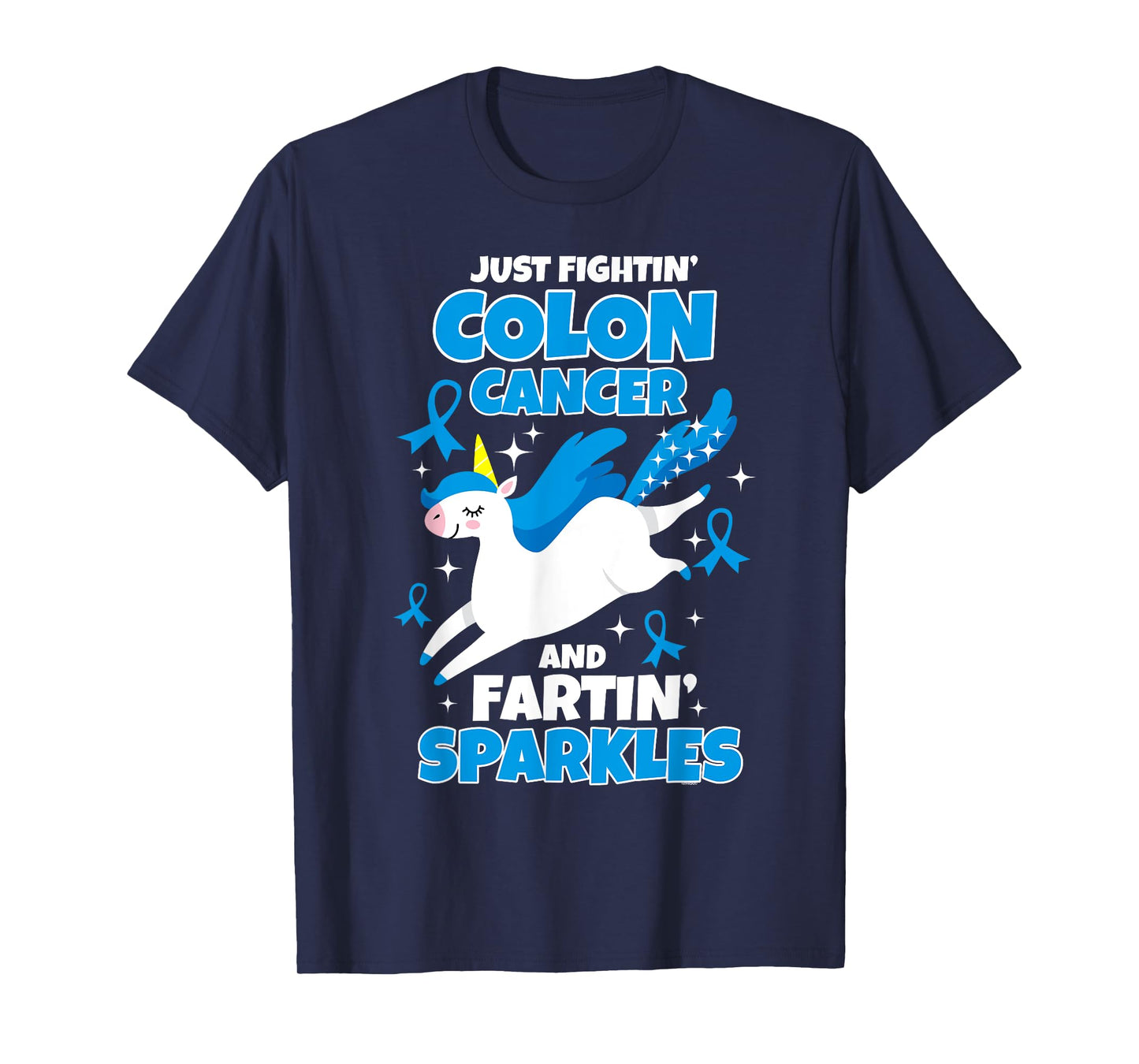 Colon Cancer Funny Unicorn Farting Sparkles T-Shirt