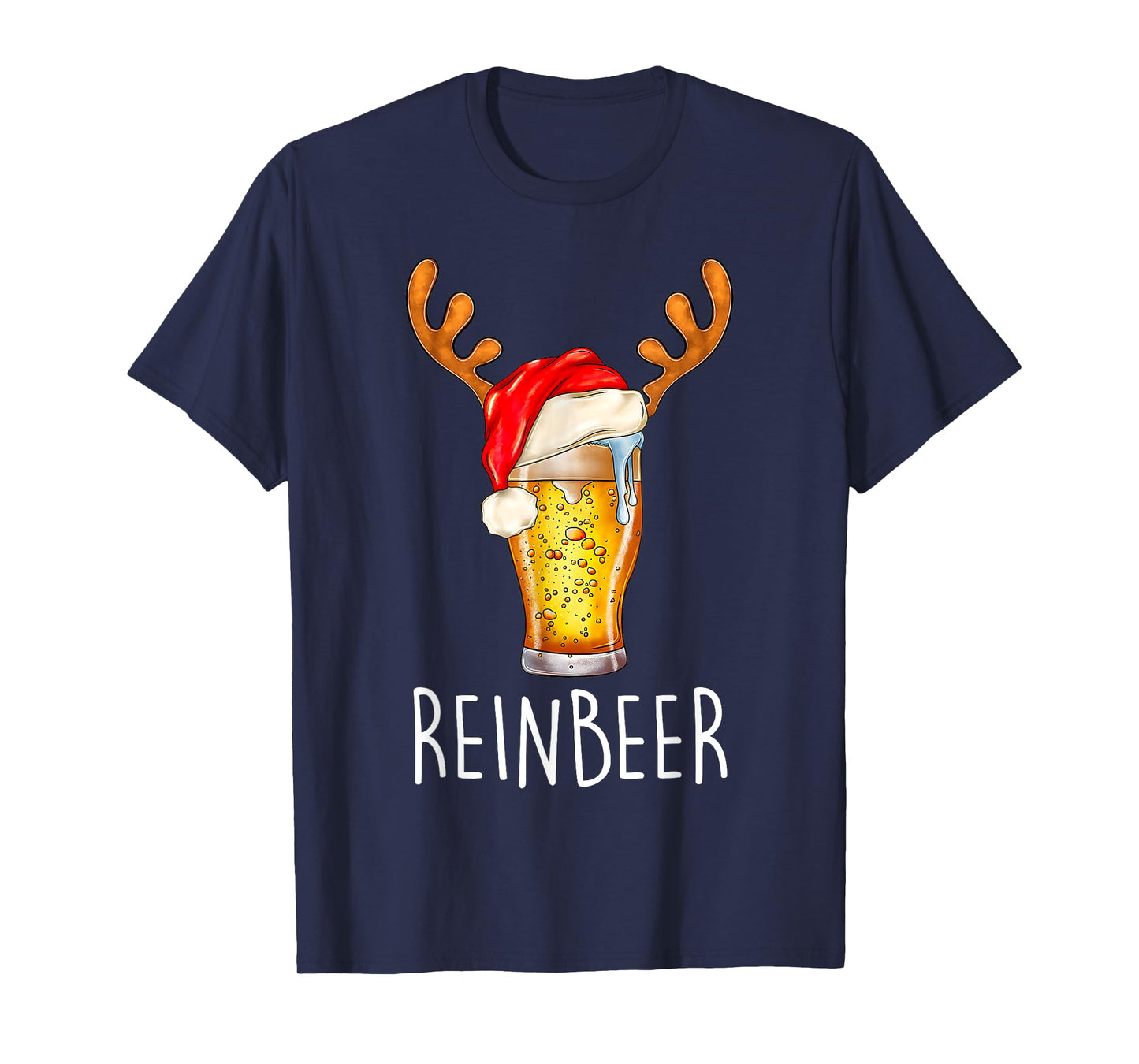 Wi-nedeer Reinbe-er Santa Hat Rei-ndeer Couple Xmas Matching T-Shirt
