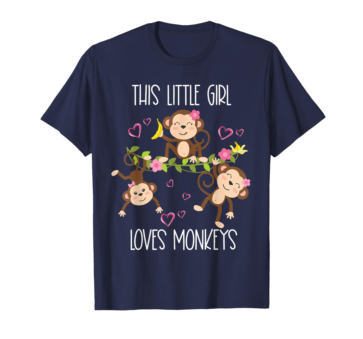 This Little Girl Loves Monkeys Cute Toddlers Kids Mom Monkey T-Shirt