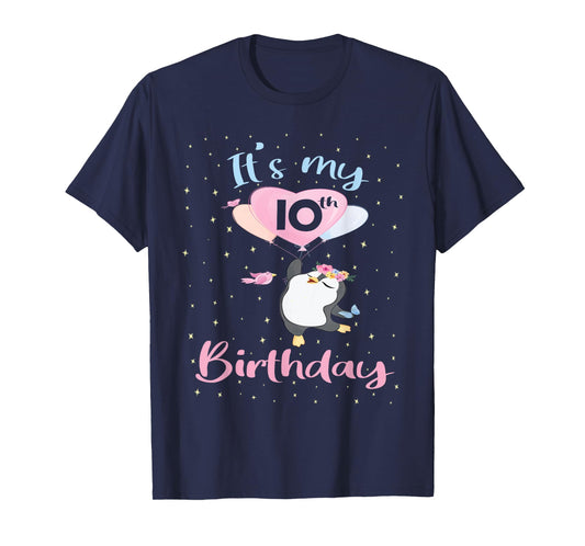 It's My 10th Birthday Penguin Girl 10 Years Old B-day T-Shirt