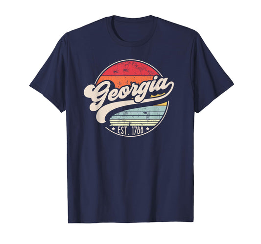 Retro Georgia Home State GA Cool 70s Style Sunset T-Shirt