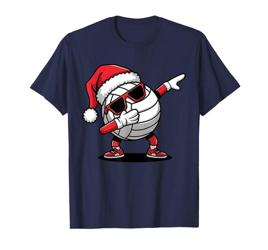 Funny Volleyball Ball Santa Hat Dabbing Xmas Pajamas Boys T-Shirt