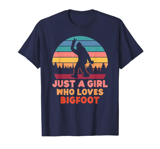 Just a Girl Who Loves Bigfoot Girls Big Foot Sasquatch T-Shirt
