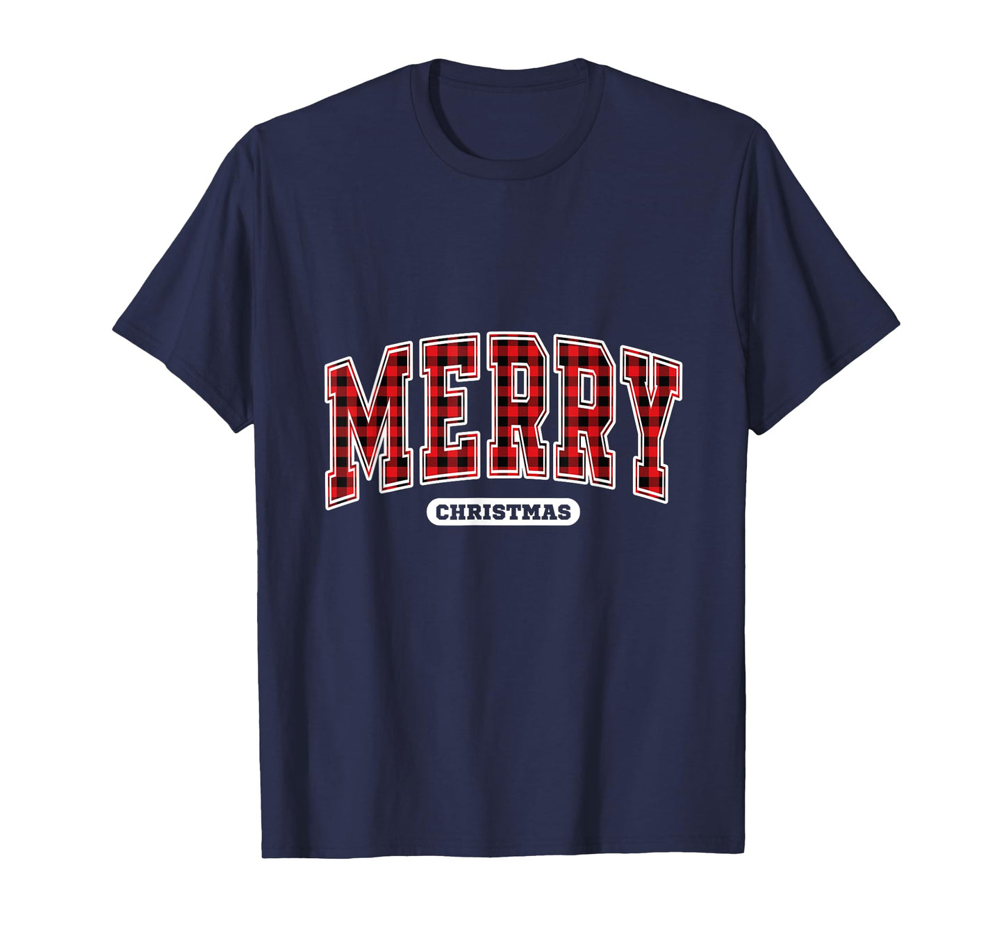 Merry Christmas Xmas Holiday Plaid Red For Womens Men T-Shirt