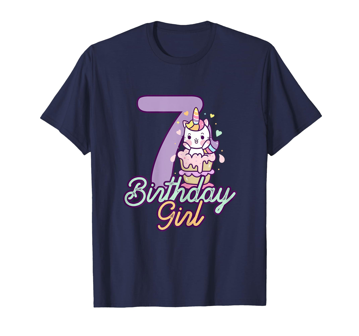 7 Years Old Birthday Girl Gifts Unicorn 7th Birthday T-Shirt