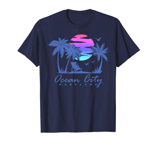 OCEAN CITY MARYLAND Beach Vacation Trip Retro Vintage Sunset T-Shirt for Men Women Kids