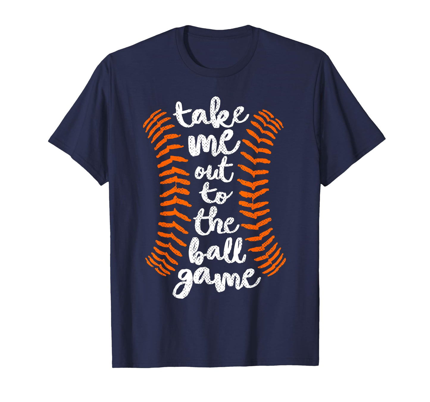 Take Me Out Ball Game Baseball Song Orange Black Blue T-Shirt