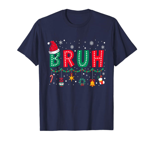 Bruh Christmas Funny Slang Meme Xmas Pajamas Boys Teens Men T-Shirt