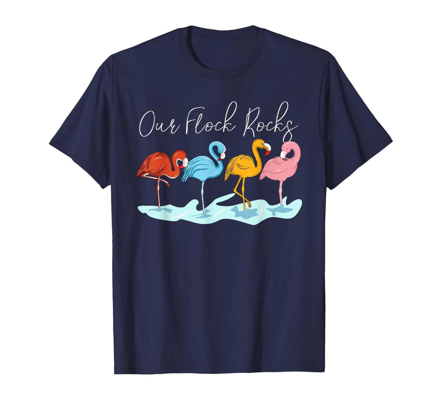 Our Flock Rocks Flamingos Lover Family Vacation Group T-Shirt