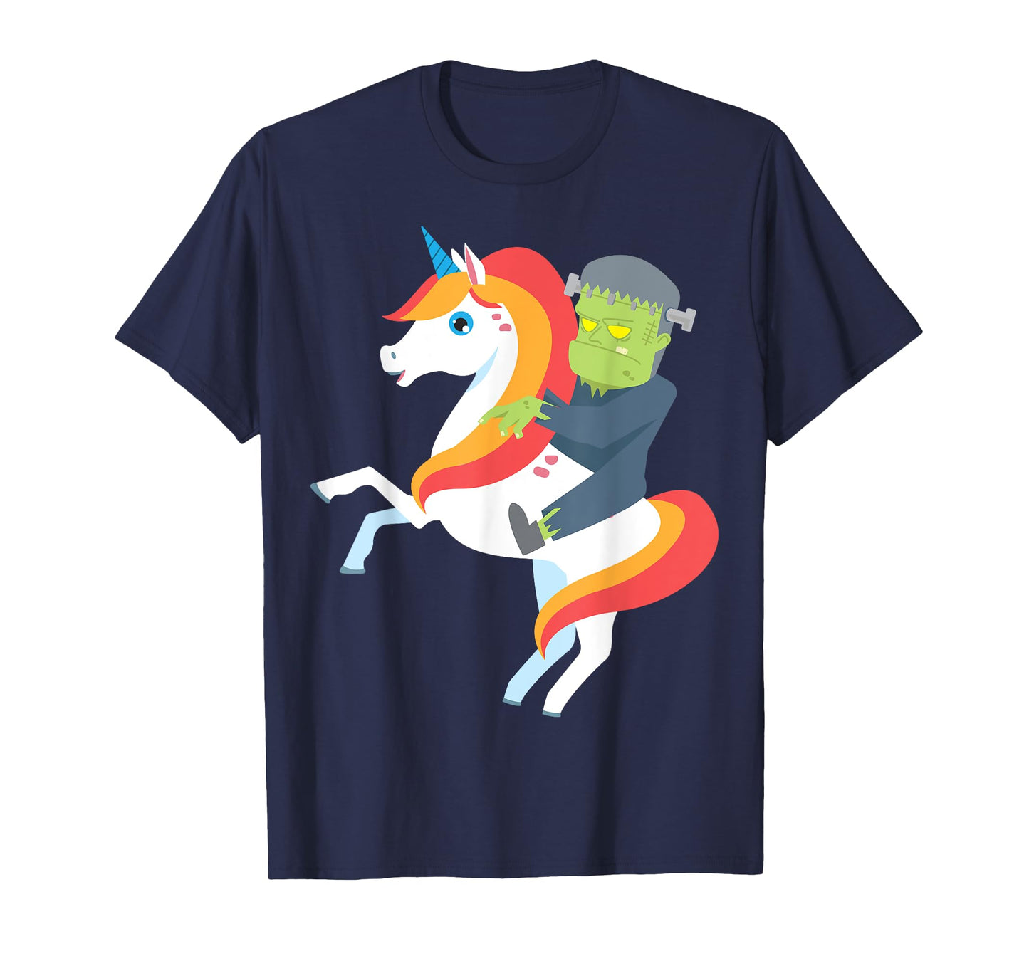 Frankenstein Riding Unicorn Cute Monster Halloween Costume T-Shirt