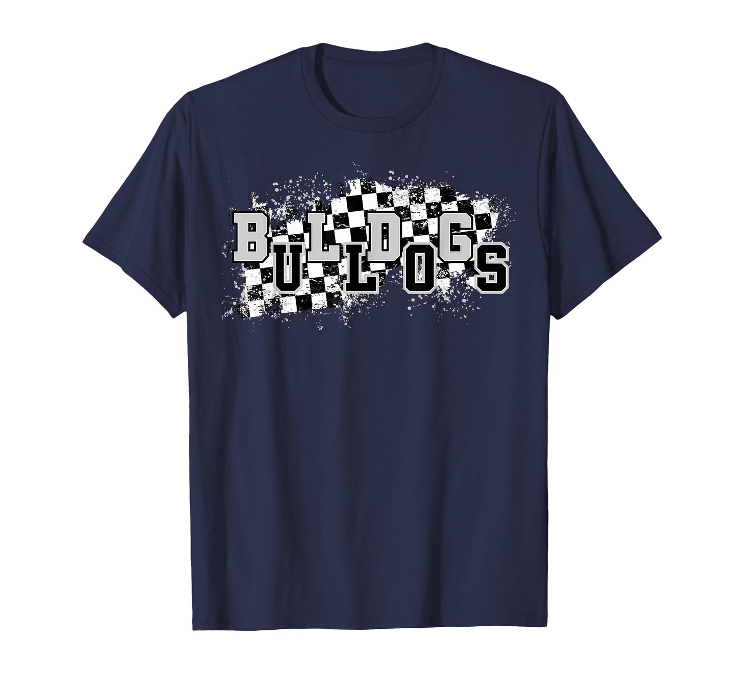 Bulldogs School Spirit Bulldog Pride Checkered Teacher T-Shirt