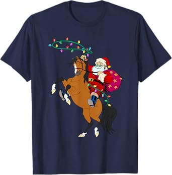 Cowboy Santa Claus Riding A Horse Christmas Cowboy Kids Boys T-Shirt
