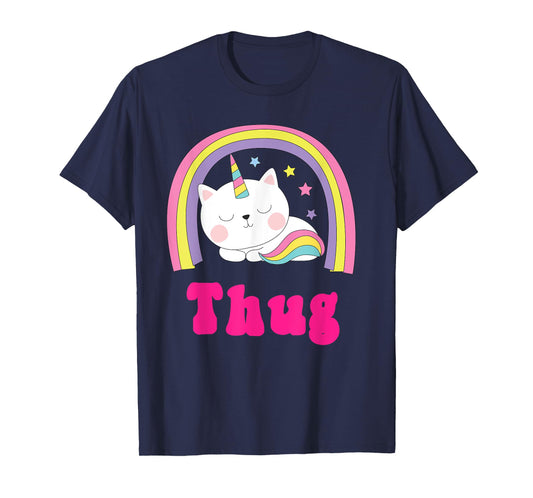 Thug Shirts | Sarcastic Retro Rainbow Funny Unicorn Thug T-Shirt