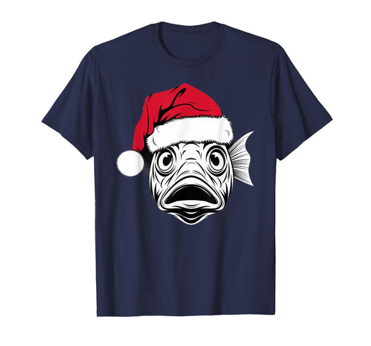 Funny Santa Fish on Marry Christmas Fish T-Shirt