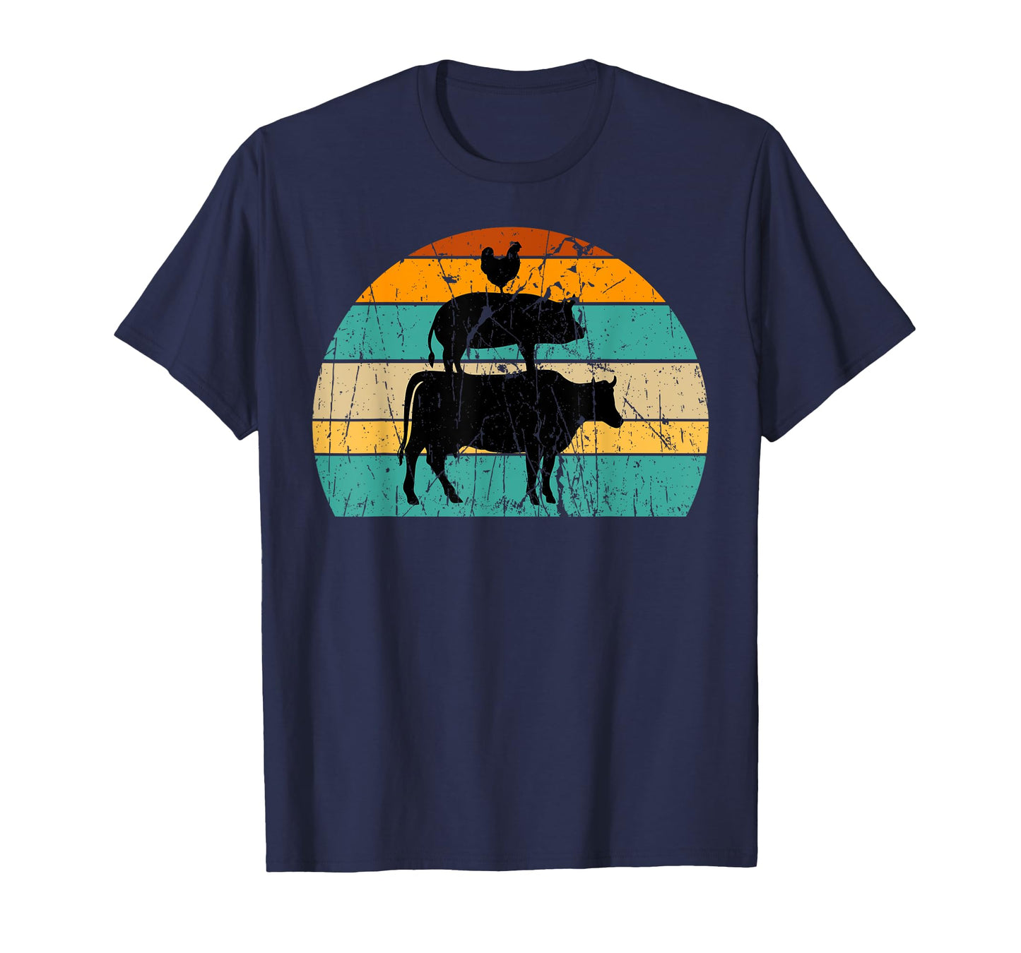 Vintage My Food Pyramid Carnivore Meat Eater Pig Cow Chicken T-Shirt