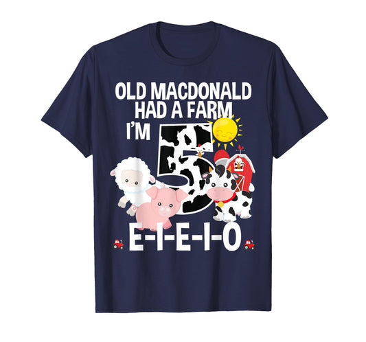 Toddler Kids Old MacDonald 5th Birthday Party Nursery Song T-Shirt