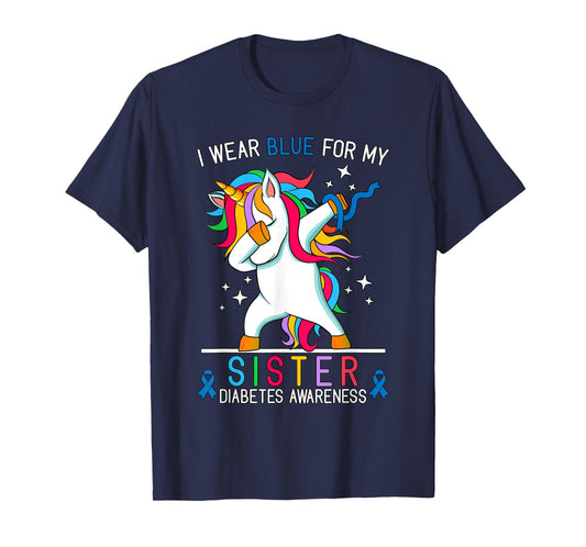 I Wear Blue For My Sister Type One Diabetes Awareness Kids T-Shirt
