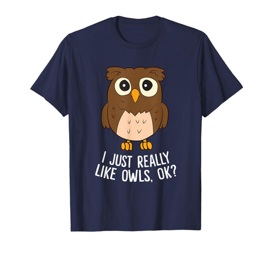 Cute Bird Tees Unisex-Adults Owl Lovers Funny Owl Graphic T-Shirt Black Small
