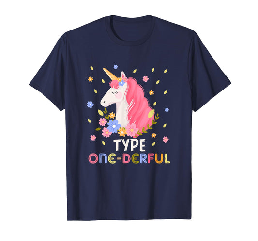 Type One-Derful Unicorn Funny Diabetic Type 1 Diabetes T1D T-Shirt