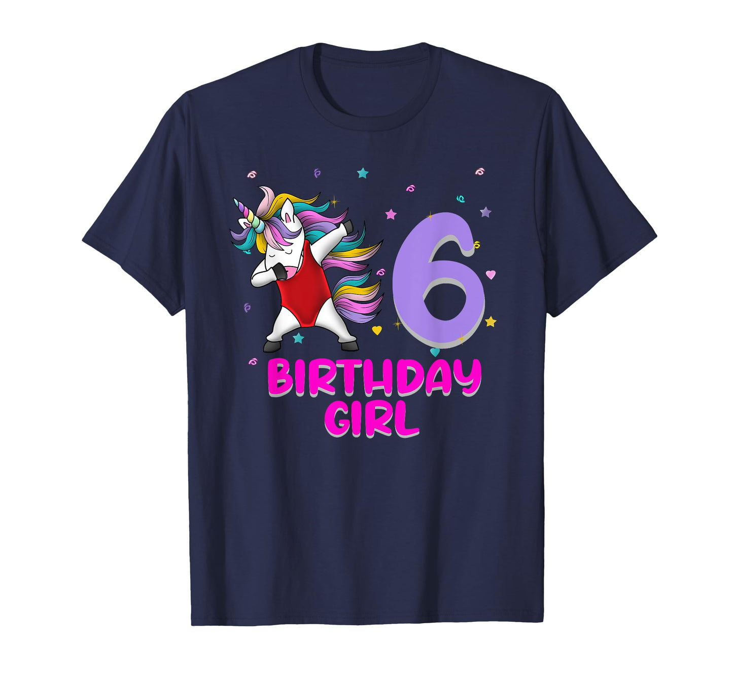 Unicorn Swimsuit 6th Birthday Girl Love Funny 6 Years Old T-Shirt