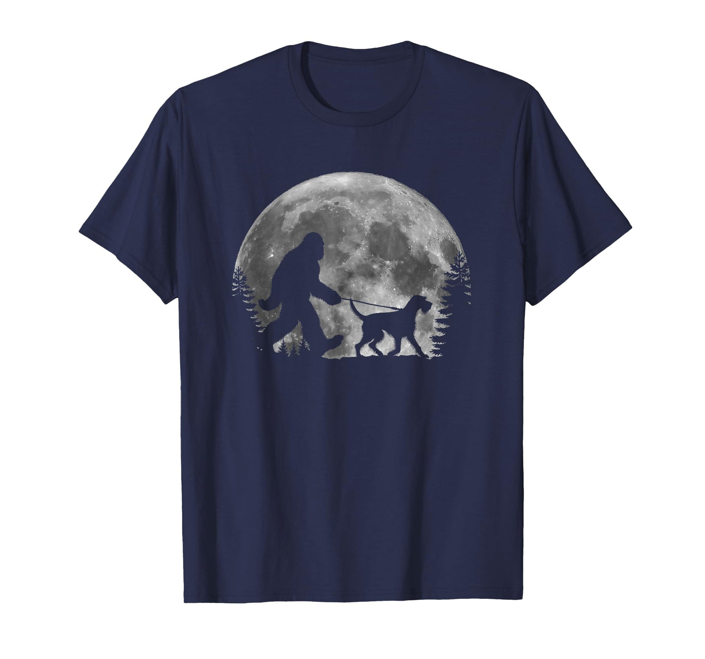 Bigfoot Walking a Dog German Wirehaired Pointer Halloween T-Shirt