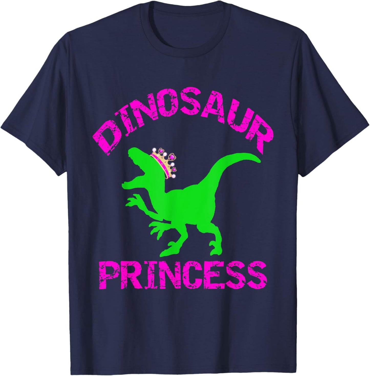 Dinosaur Princess T-Shirt - Girls Tiara Dino T-Rex T-Shirt