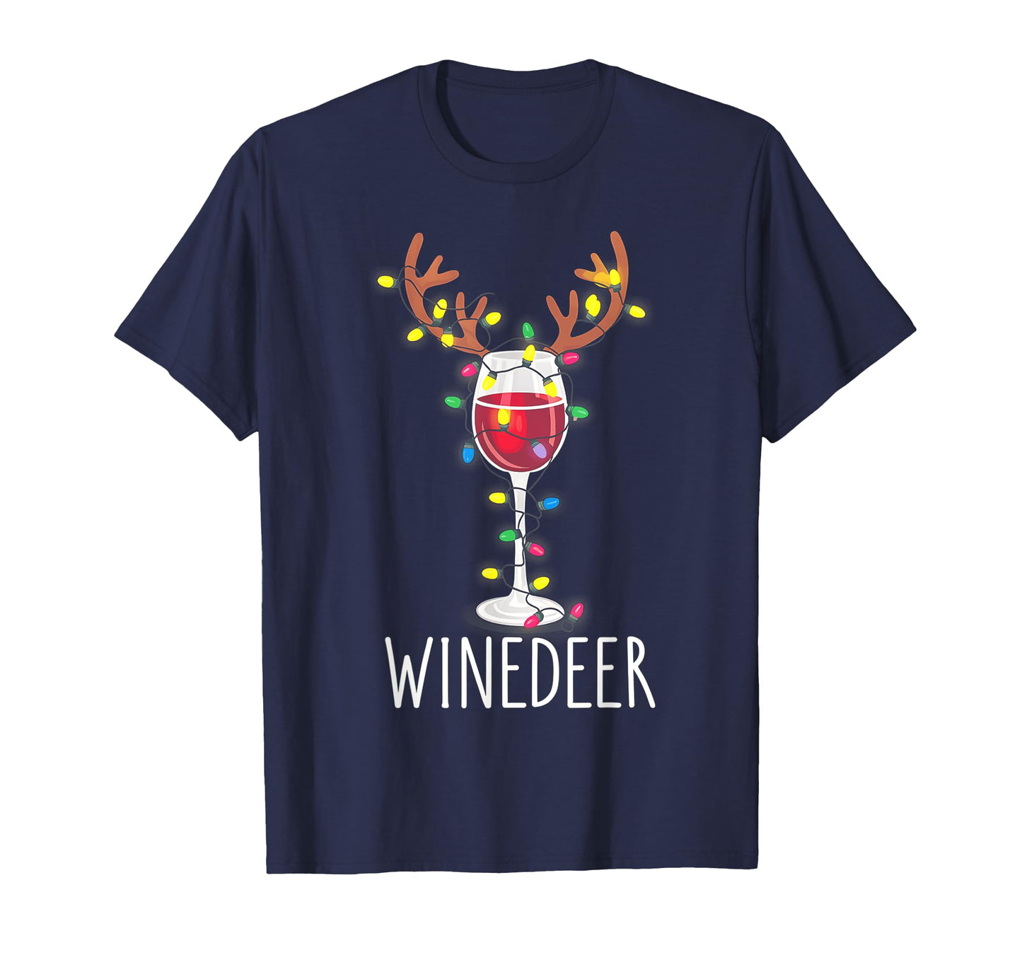 Winedeer Reinbeer Santa Hat Reindeer Couple Xmas Matching T-Shirt