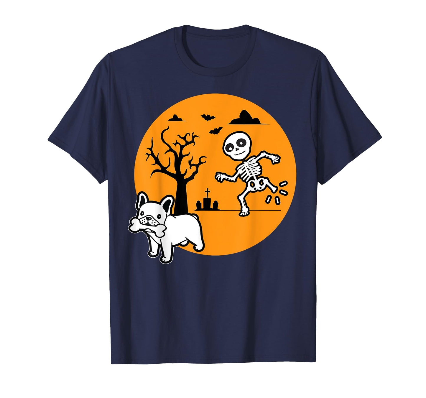 French Bulldog Dog Skeleton Bone Halloween Costume Dog Owne T-Shirt for Men Women Kids