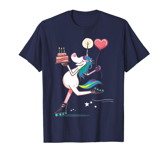 Funny Unicorn Skating Birthday Rainbow Magical Girl Gifts T-Shirt