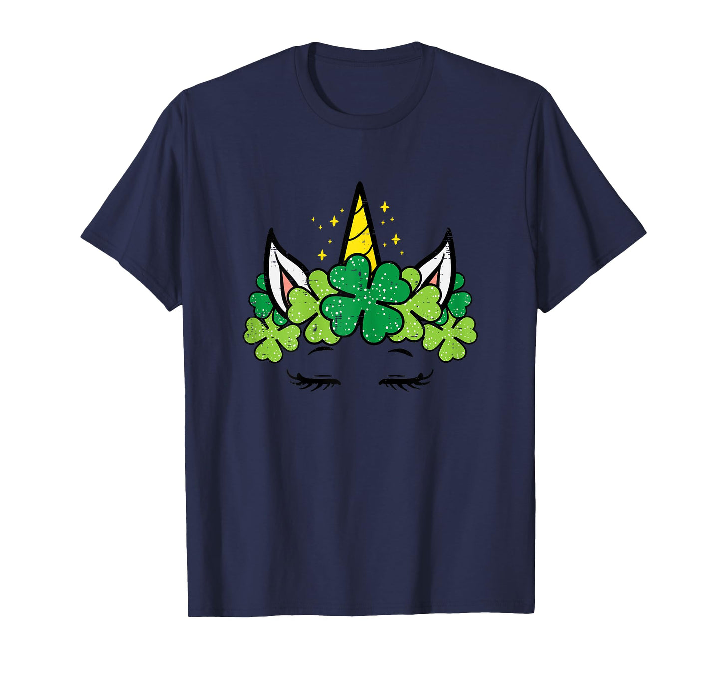 St Patricks Day Unicorn Face Shamrock Pattys Toddler Girls T-Shirt