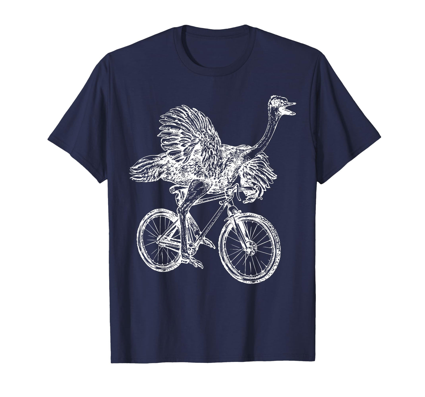 Funny Vintage Ostrich Riding Bicycle Cycling Animal Lover T-Shirt