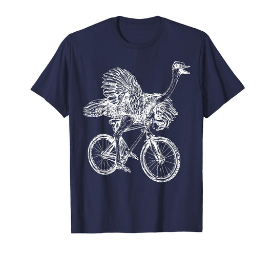 Funny Vintage Ostrich Riding Bicycle Cycling Animal Lover T-Shirt