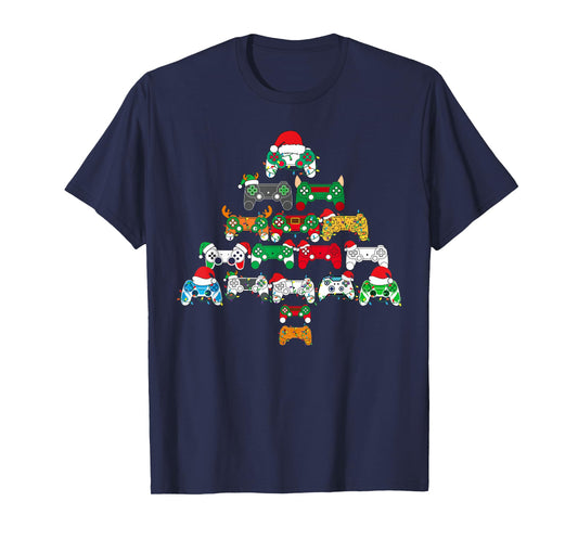 Funny Video Game Controller Christmas Tree Gamer Boys Kids T-Shirt