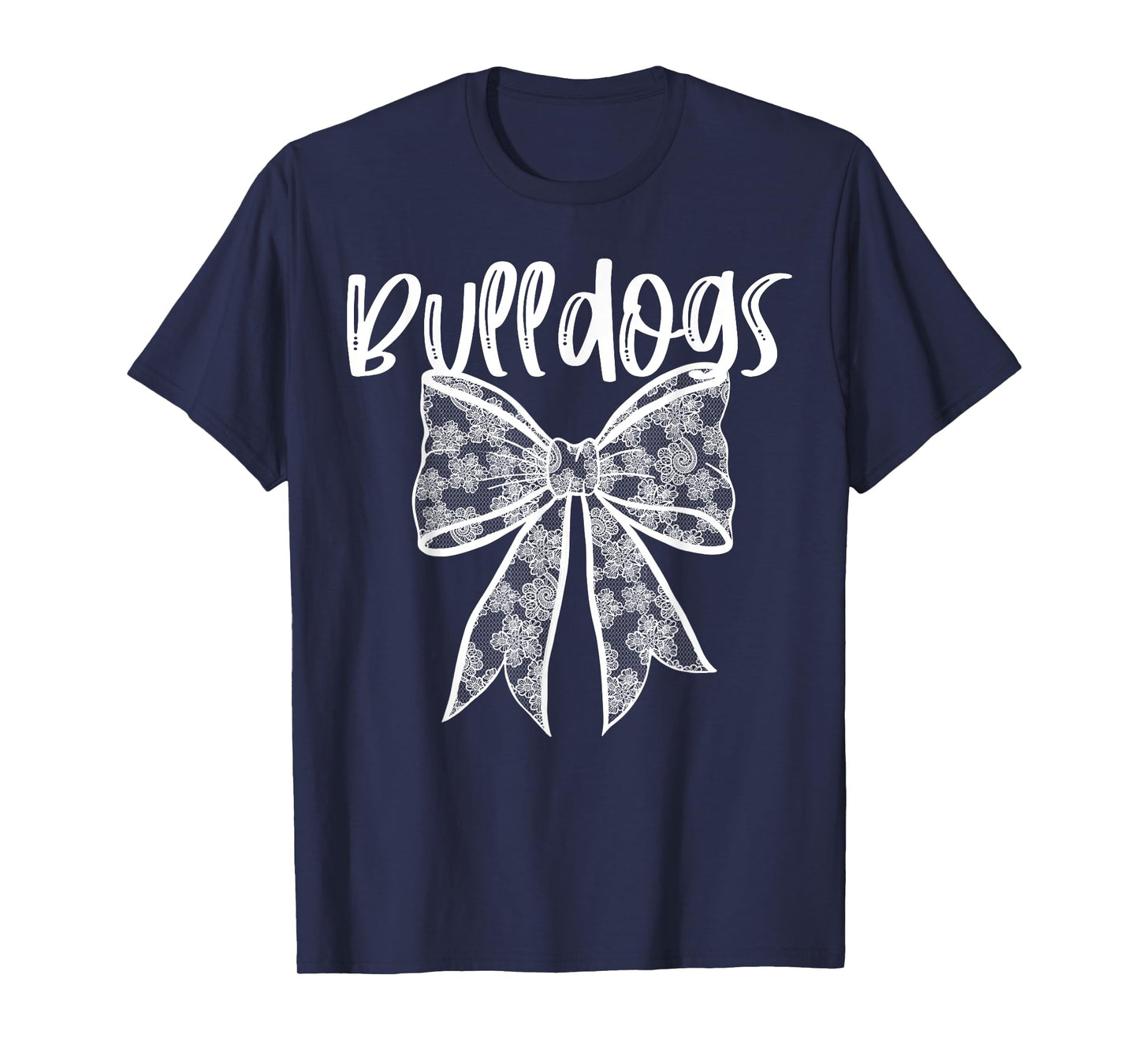 Bulldogs Coquette Aesthetic Girly Team Mascot Lace Bow T-Shirt