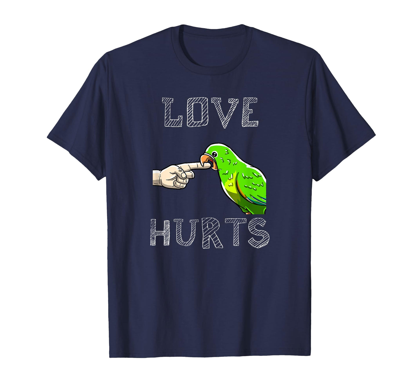 BoredKoalas Bird Parrot Love Hurts Parrot Biting Finger Funny Pet Bird Lover Gift T-Shirt