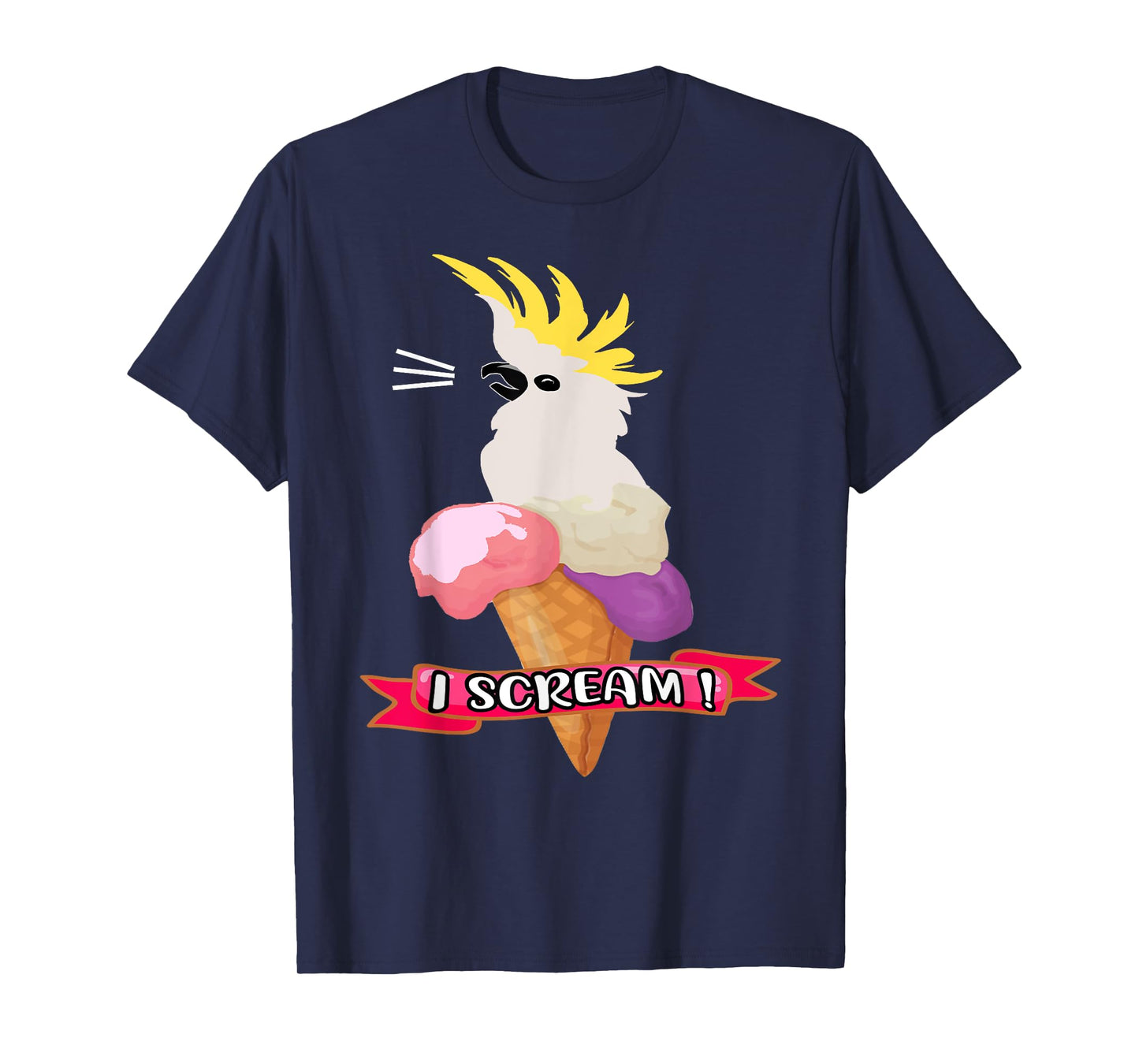 Sulfur Crested Cockatoo Ice Cream Parrot - Cockatoo Tee . T-Shirt