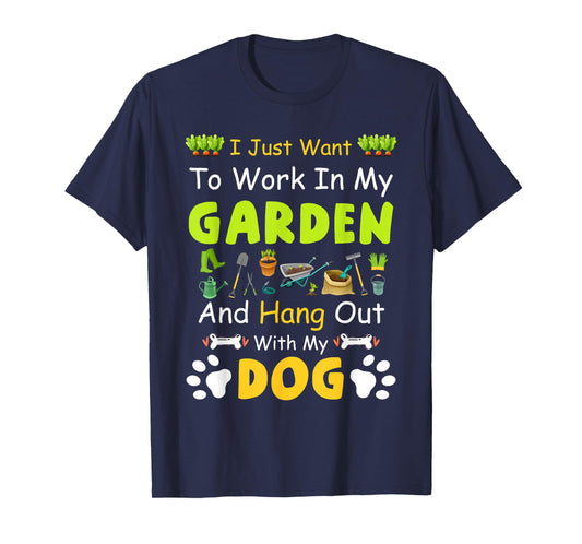 Hang Out With My dog Funny Gardening Dog Lovers T-Shirt - Black, Unisex-Adults & Kids, Short Sleeve, Classic Fit, Cotton, Polyester, Small