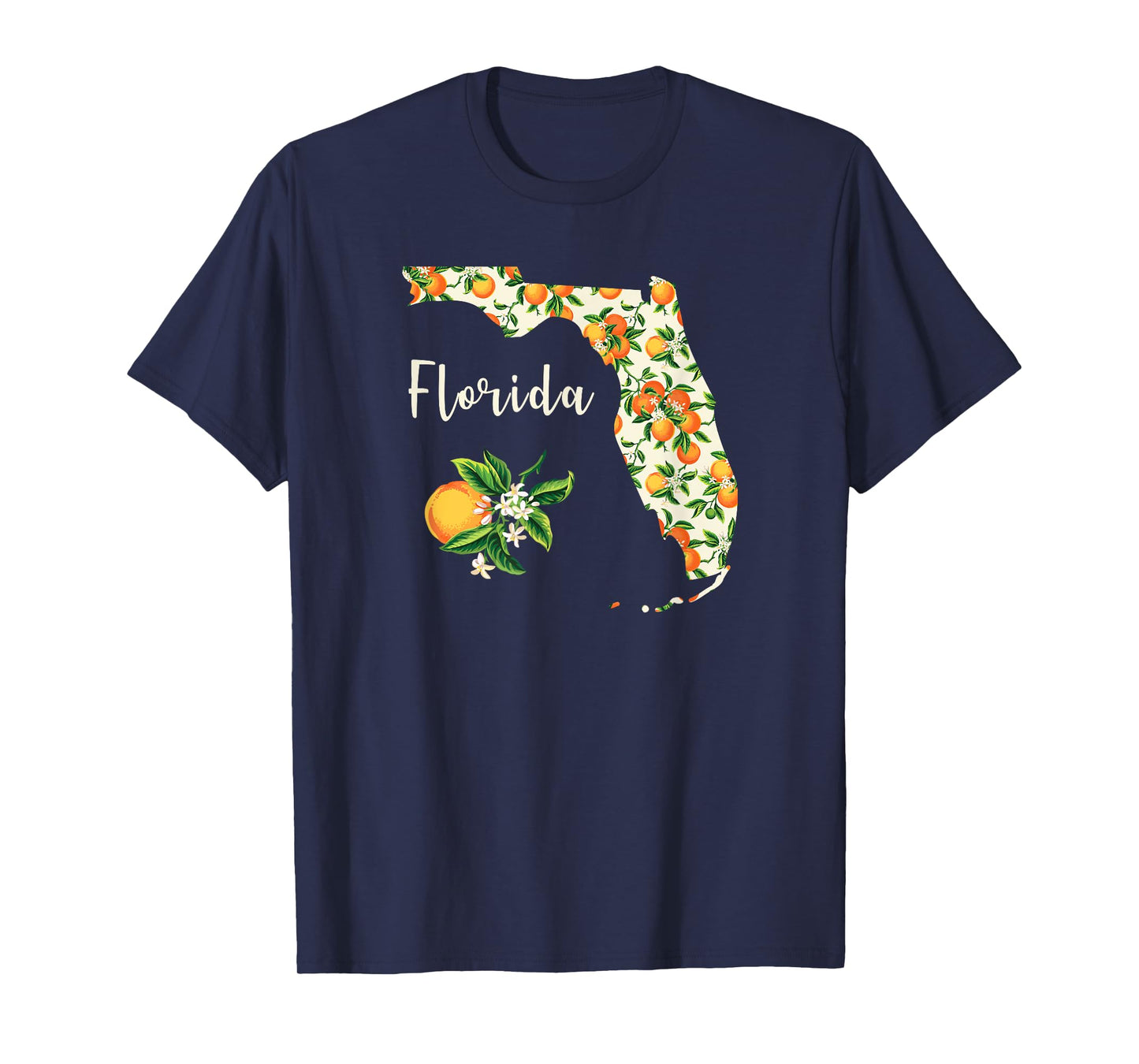 Florida Floral Orange Blossom Handwritten State Inspired T-Shirt