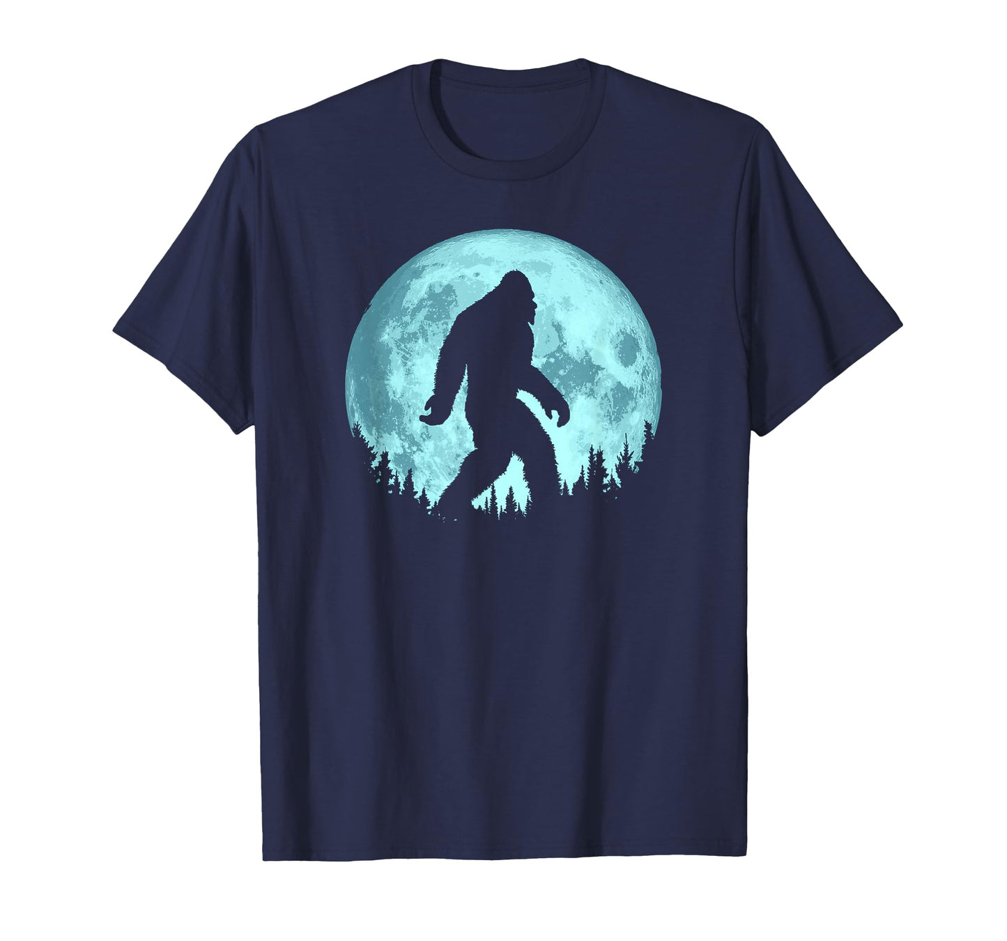 Bigfoot Night Minimalist Full Moon & Trees Sasquatch T-Shirt