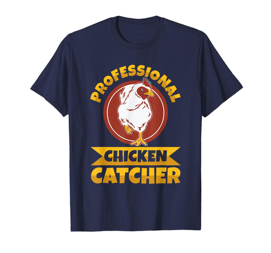 Chicken Farming Design Unisex-Adults T-Shirt, Black, Small, Short Sleeve, Regular Fit, Professional Chicken Catcher Design