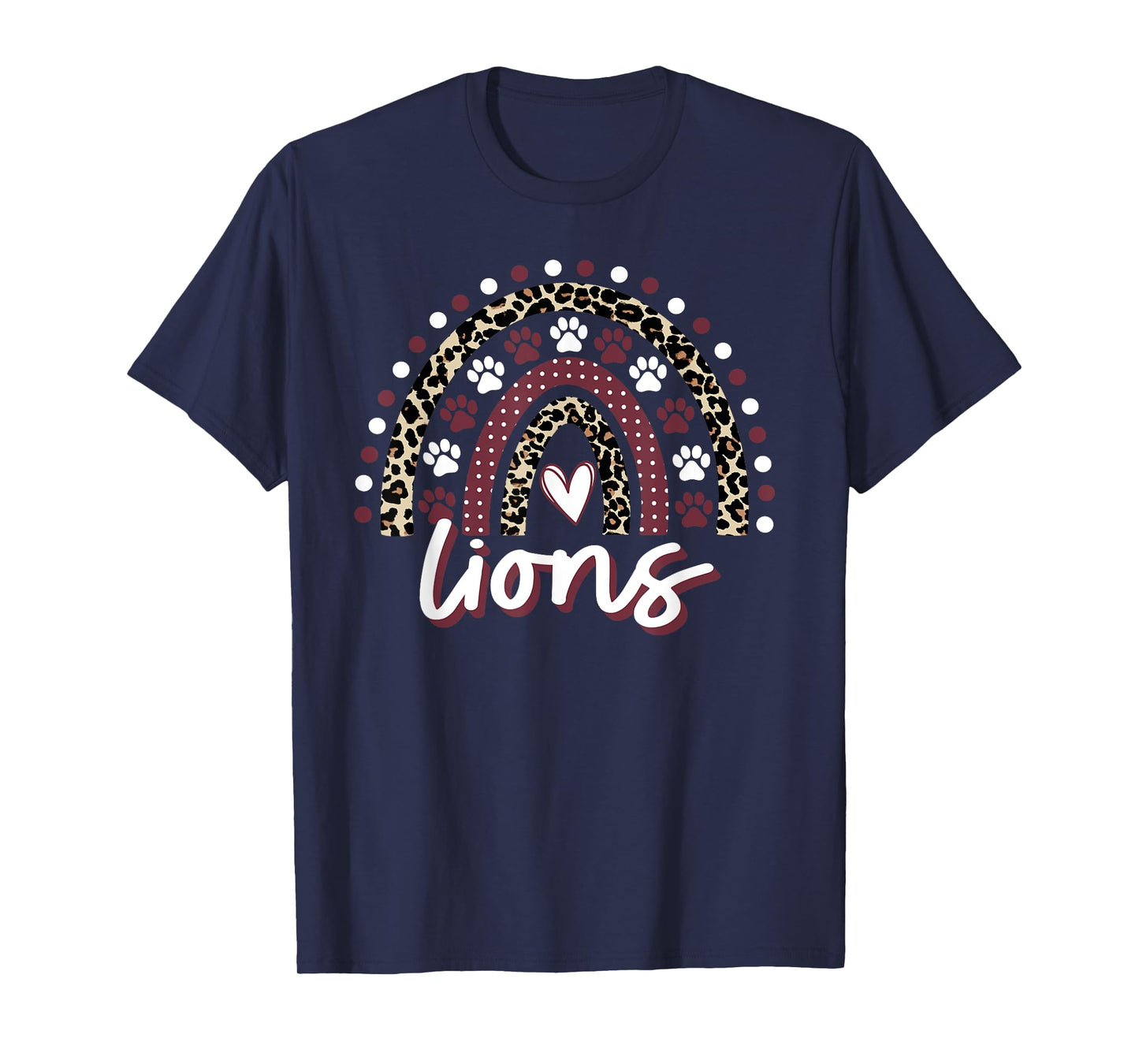 Lions Rainbow Maroon Lion Pride School Spirit Mascot Lions T-Shirt
