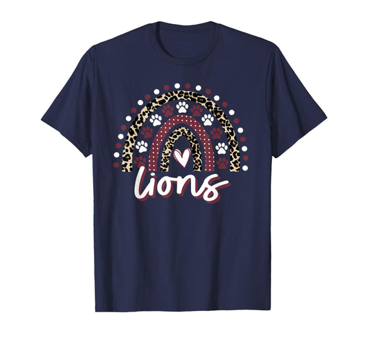 Lions Rainbow Maroon Lion Pride School Spirit Mascot Lions T-Shirt