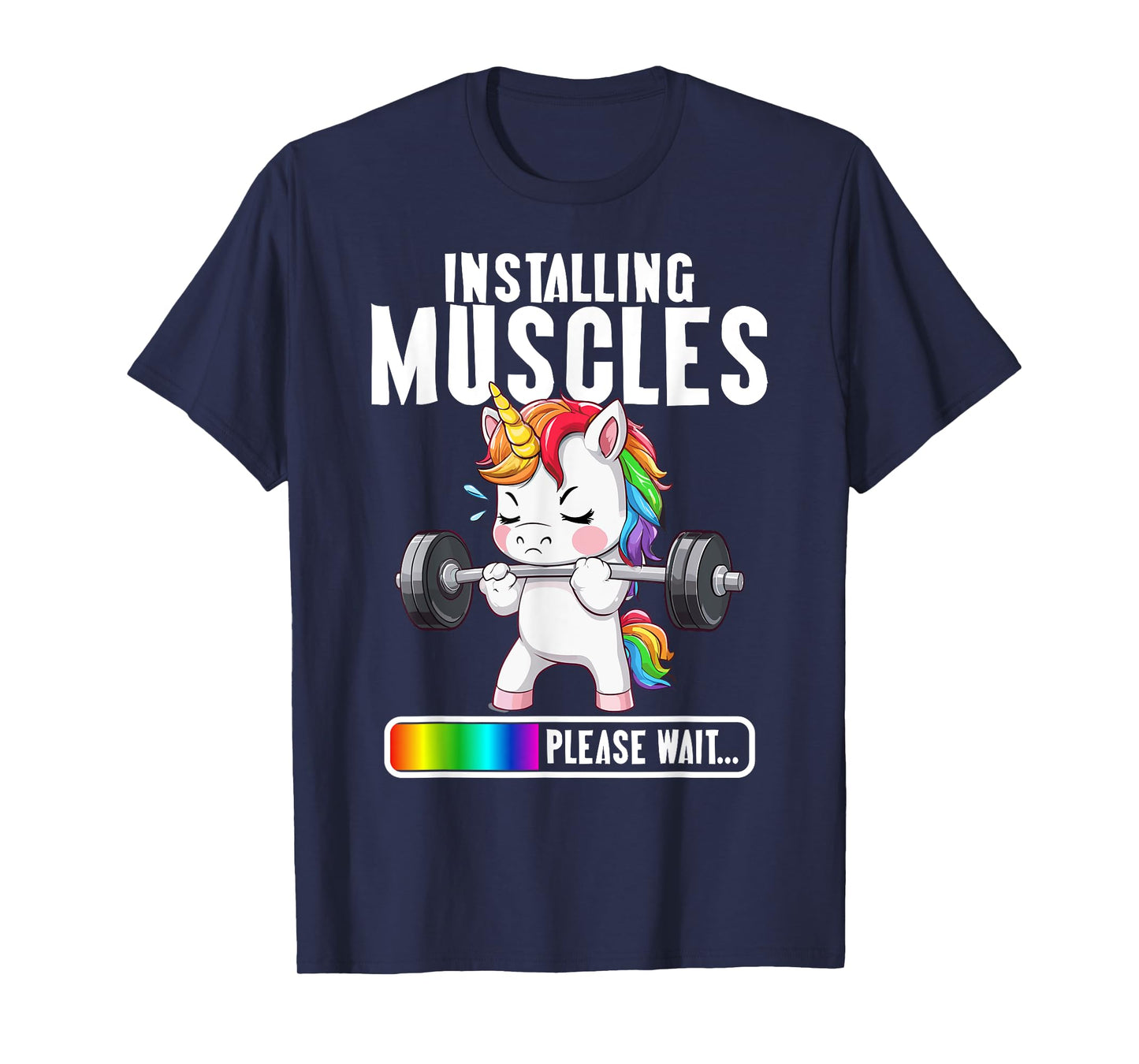 Women installing muscles unicorn Gym Workout Girl Fitness T-Shirt