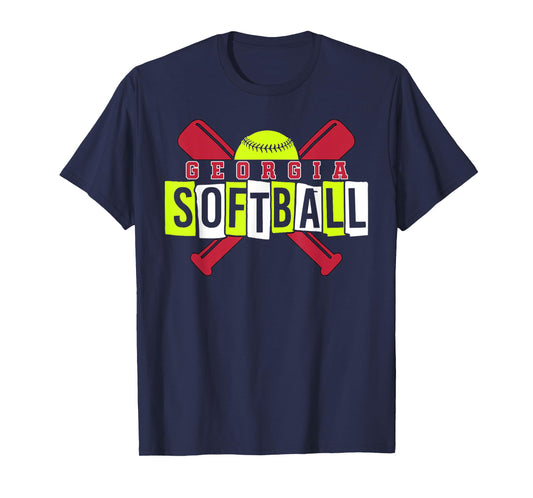 Georgia Softball Vintage Retro Design T-Shirt