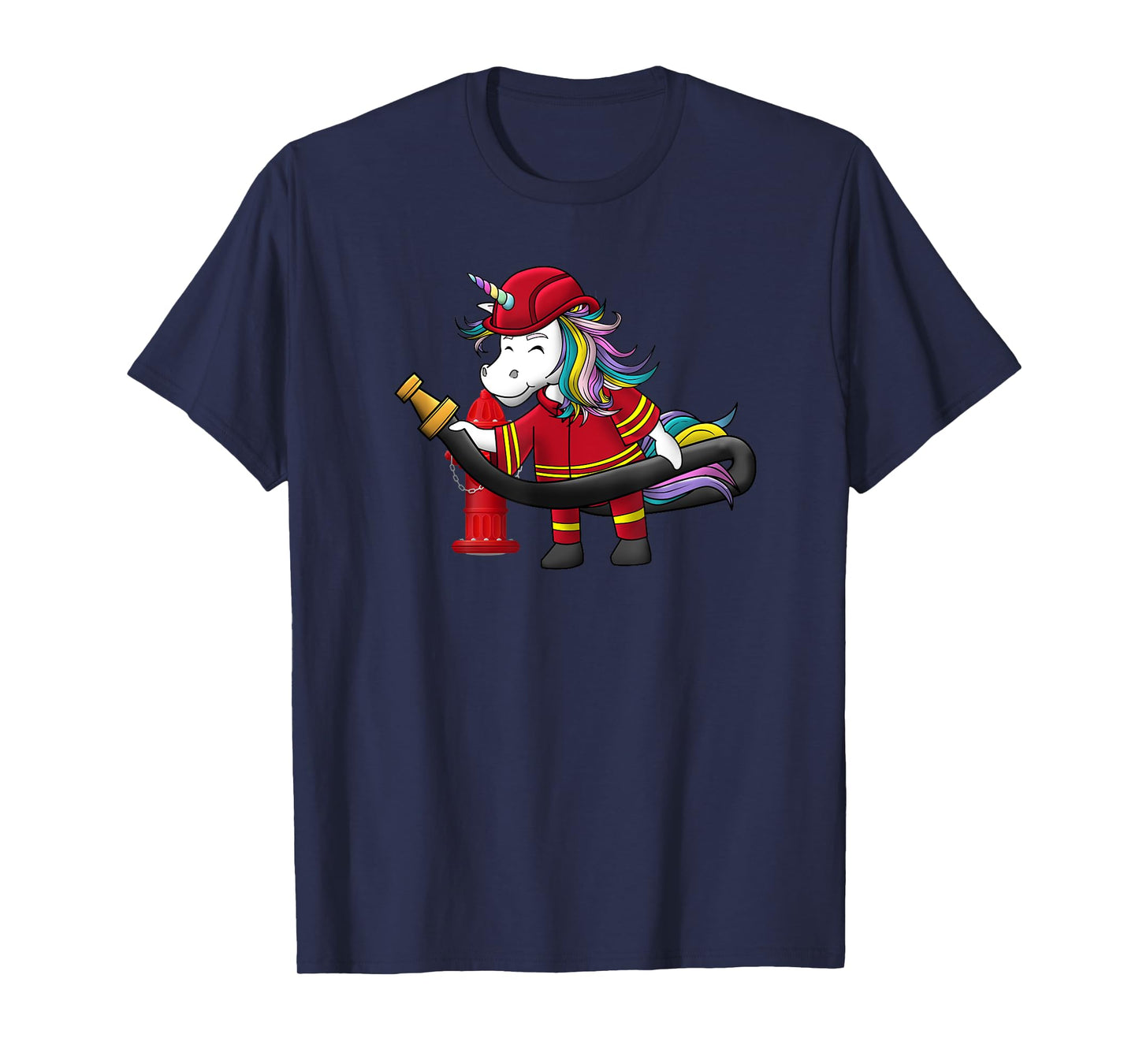 Unicorn Firefighter Fireman Birthday Party Funny Girl Love T-Shirt