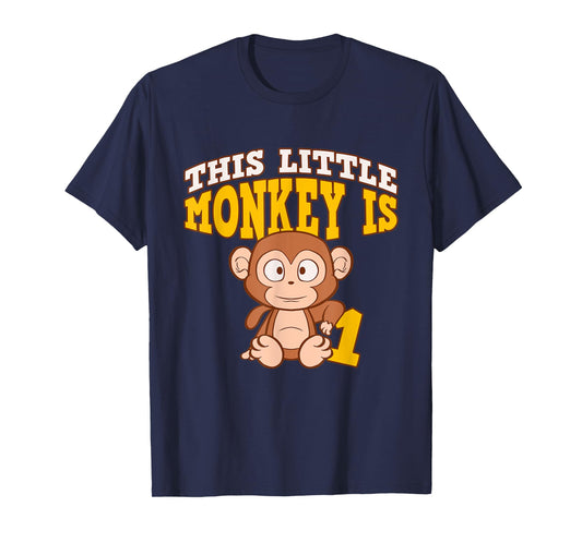 This Little Monkey Is 1 1st Birthday Party Bday Celebrant T-Shirt