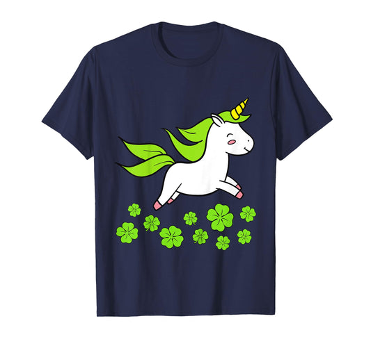 Kids Girls Happy St Patricks Day Unicorn Shamrock Clover Toddler T-Shirt